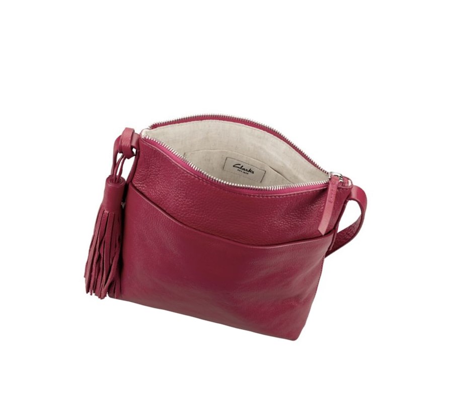 Femme Sacs Crossbody Clarks Topsham Shine Cuir Fushia - france STV-98194651