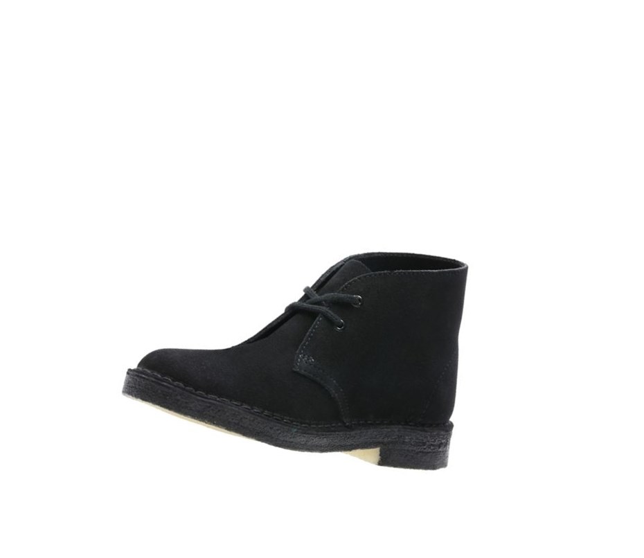 Femme Bottes Du Désert Clarks Iconic Daim Noir - france QJI-86319794