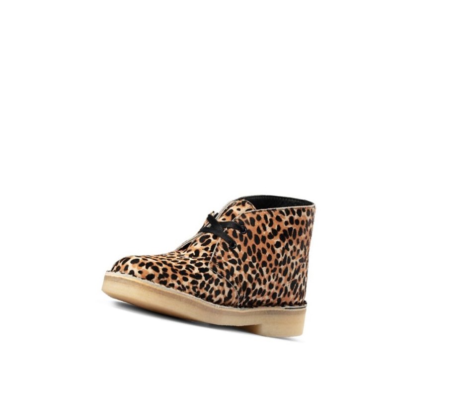 Femme Bottes Du Désert Clarks Originale Print Pony Cuir Leopard - france BEV-82468712