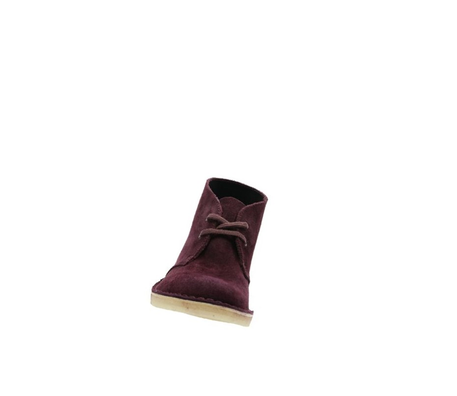 Femme Bottes Du Désert Clarks Originale Daim Bordeaux - france EKG-62259306