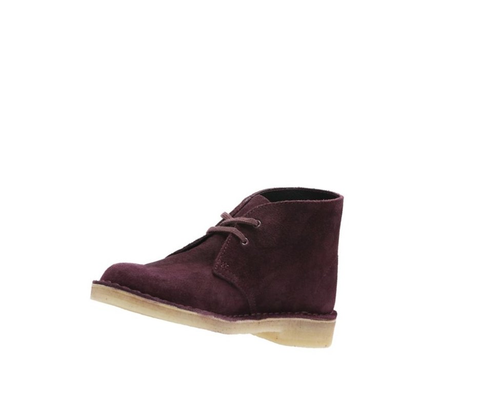 Femme Bottes Du Désert Clarks Originale Daim Bordeaux - france EKG-62259306