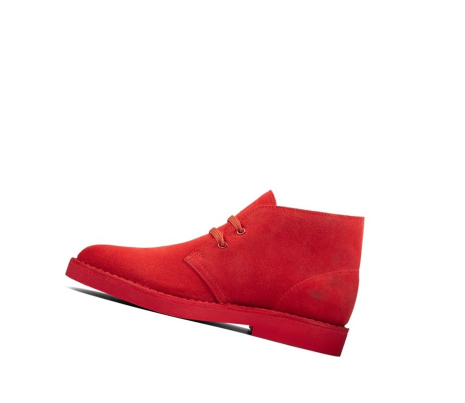 Femme Bottes Du Désert Clarks Ortholite Daim Rouge - france VKJ-80552175