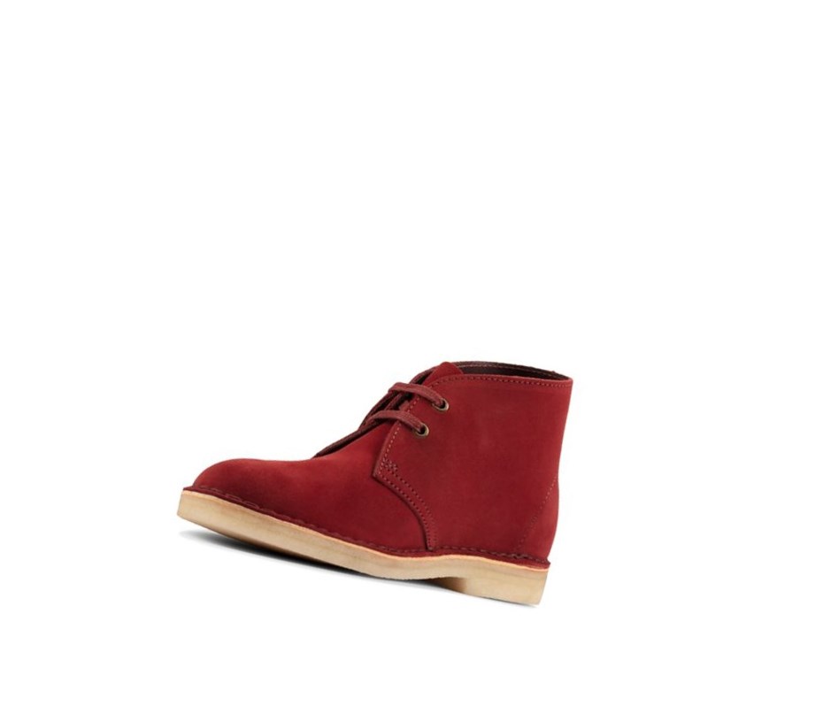 Femme Bottes Du Désert Clarks Originale Daim Rouge - france HBS-05726529