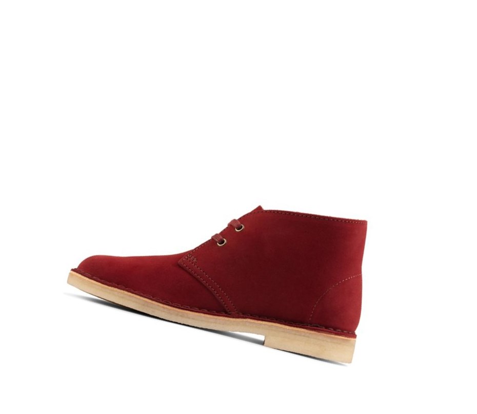 Femme Bottes Du Désert Clarks Originale Daim Rouge - france HBS-05726529