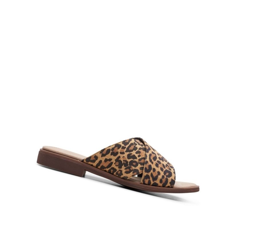 Femme Sandales Plates Clarks Declan Ivy Print Leopard - france NVJ-67626198