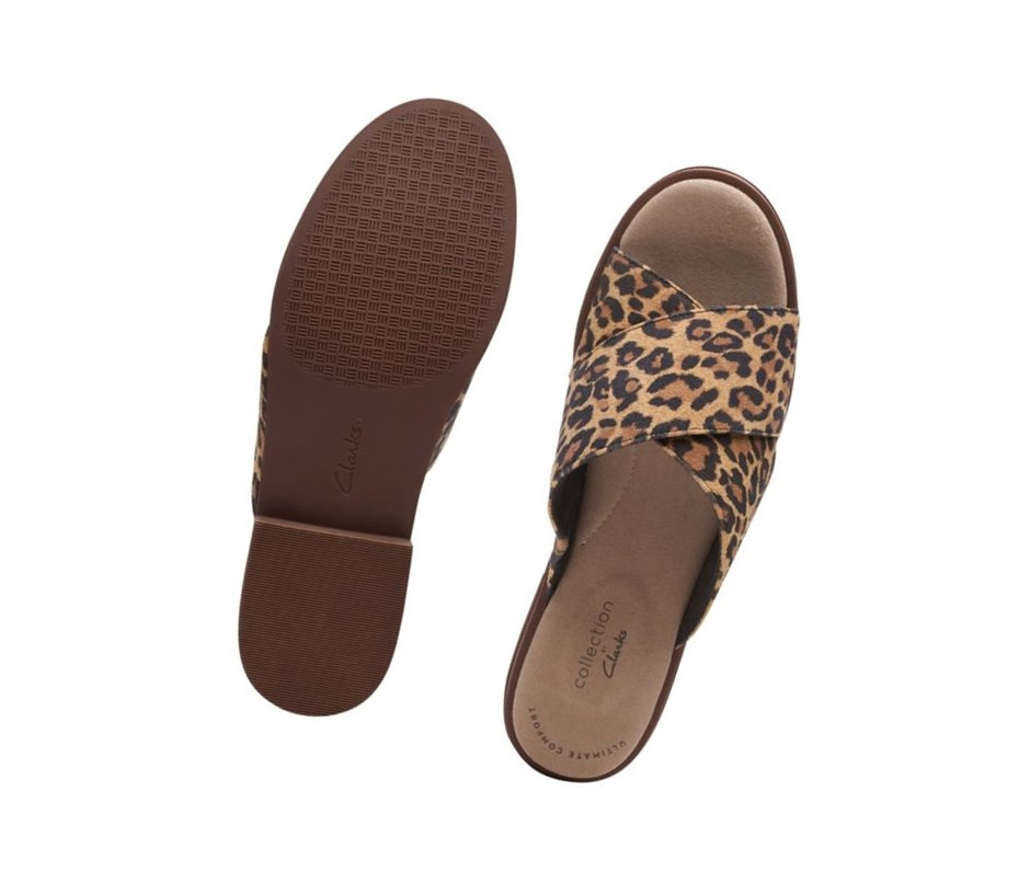 Femme Sandales Plates Clarks Declan Ivy Print Leopard - france NVJ-67626198