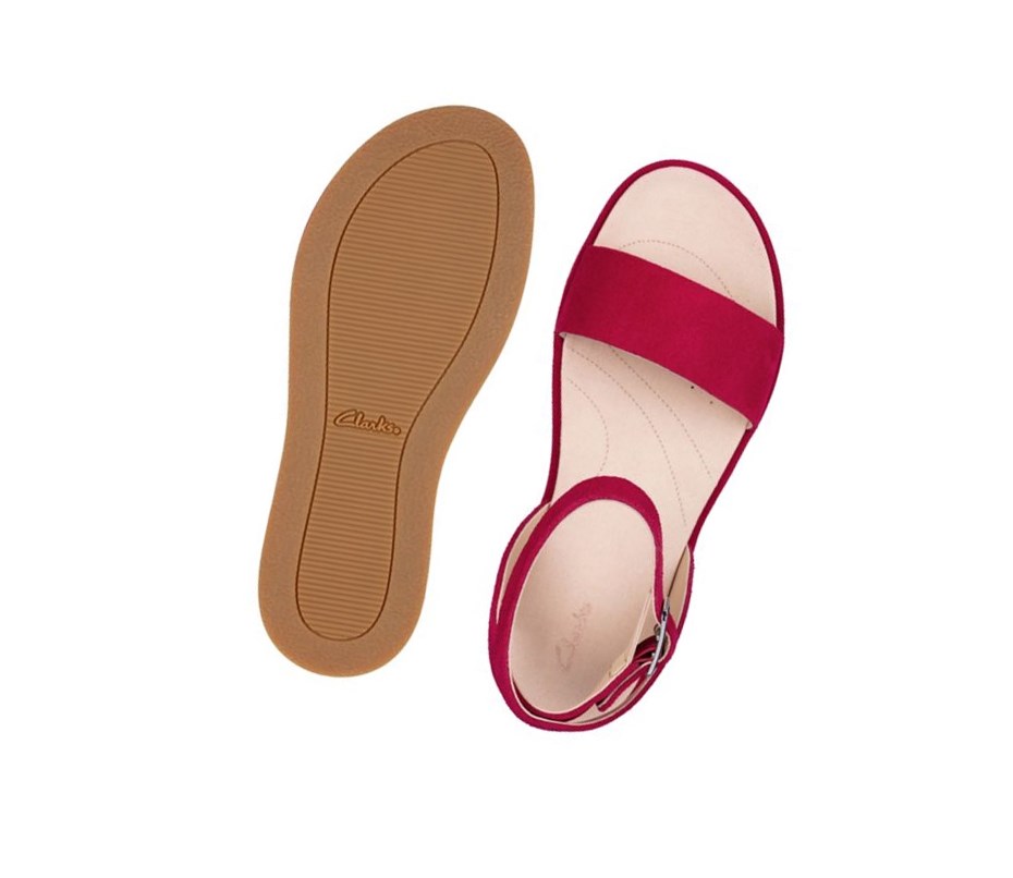 Femme Sandales Plates Clarks Botanic Ivy Daim Fushia - france XDH-38933776