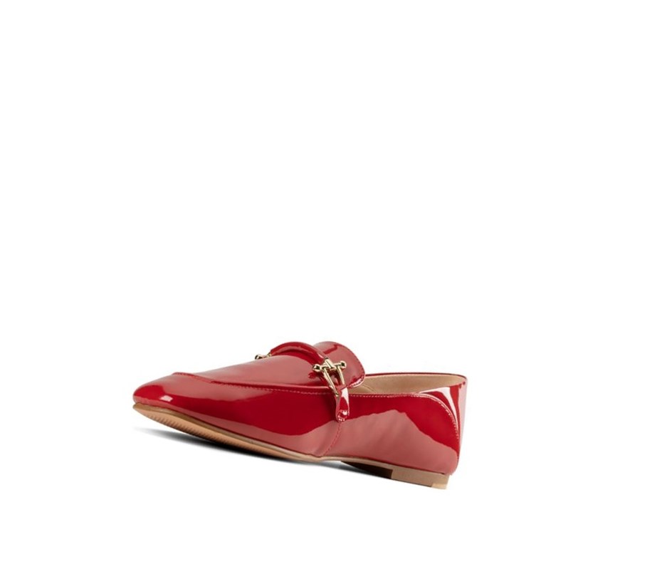 Femme Chaussures Plates Clarks Pure 2 Vernis Cuir Rouge - france CES-08968237