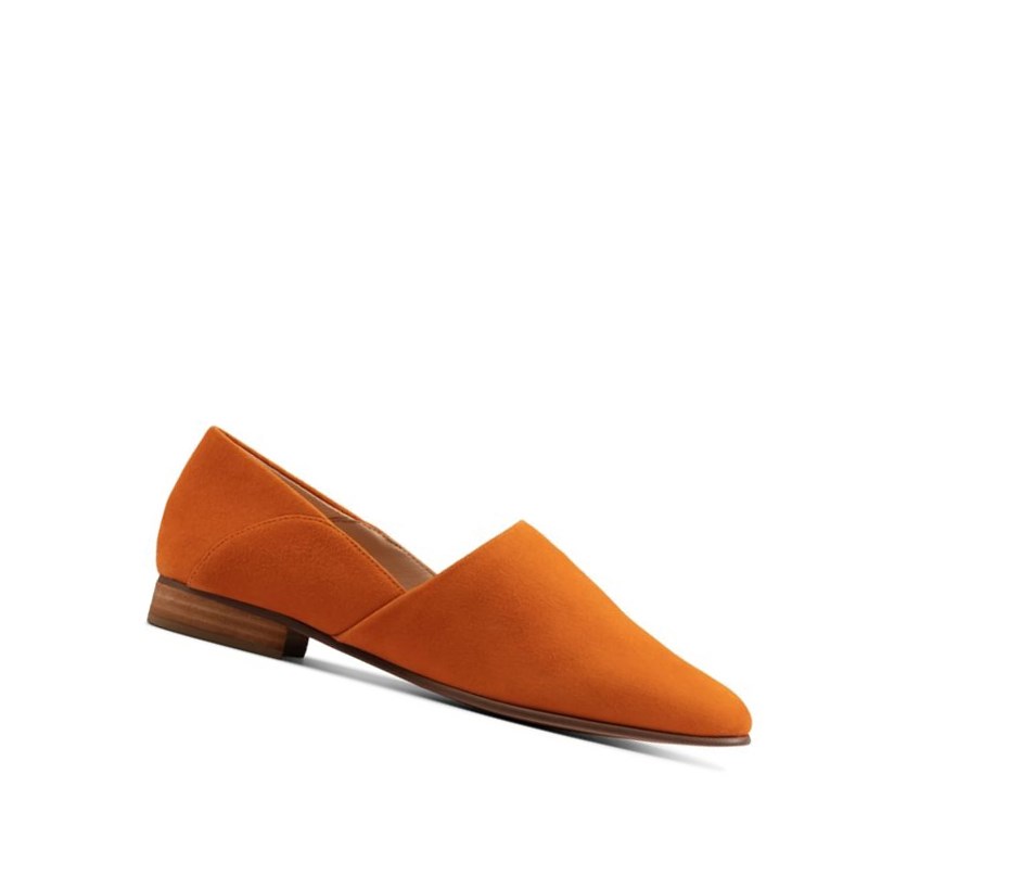 Femme Chaussures Plates Clarks Pure Tone Daim Orange - france MFK-40122826