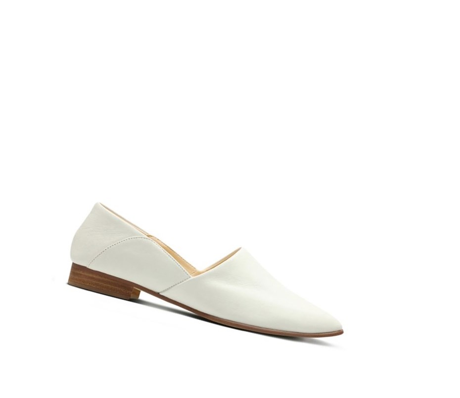 Femme Chaussures Plates Clarks Pure Tone Cuir Blanche - france GEW-01167349