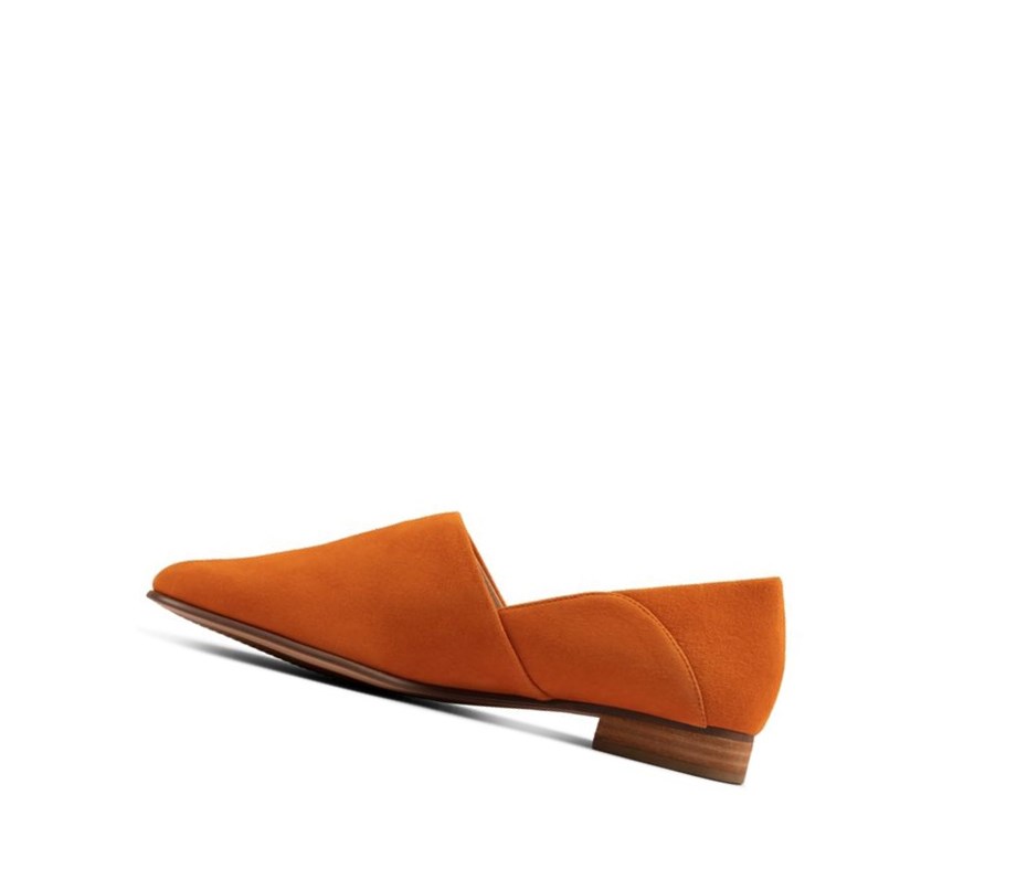 Femme Chaussures Plates Clarks Pure Tone Daim Orange - france MFK-40122826