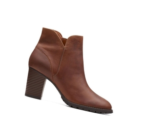 Femme Bottes à Talons Clarks Verona Trish Cuir Marron Foncé - france MBR-85766334