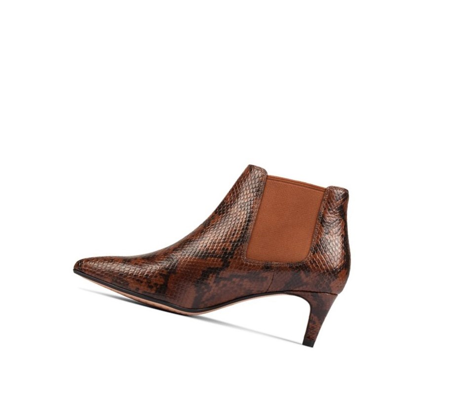 Femme Bottes à Talons Clarks Laina 55 Cuir Marron Foncé - france DXT-09486130