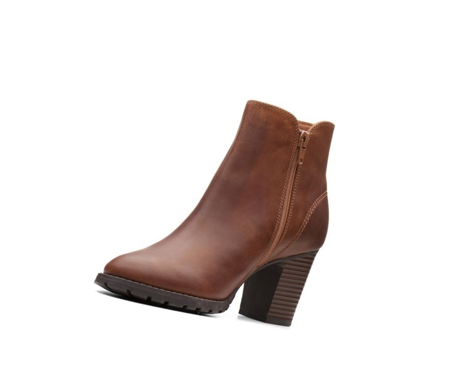 Femme Bottes à Talons Clarks Verona Trish Cuir Marron Foncé - france MBR-85766334