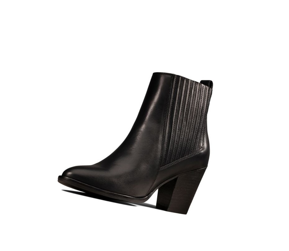 Femme Bottes à Talons Clarks West Lo Cuir Noir - france UZA-70870415