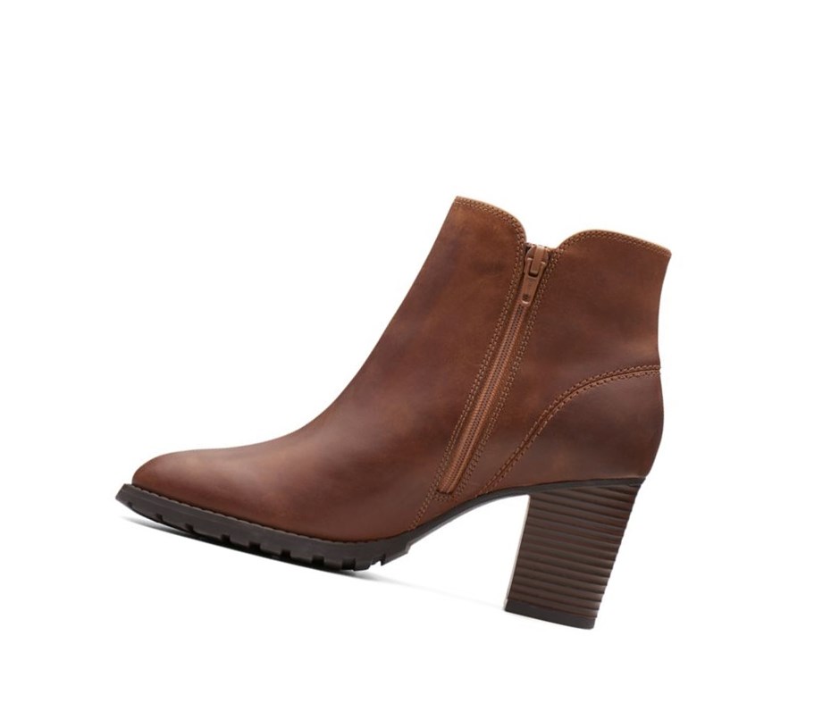 Femme Bottes à Talons Clarks Verona Trish Cuir Marron Foncé - france MBR-85766334