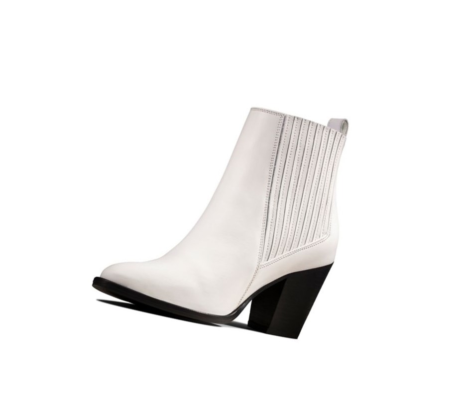 Femme Bottes à Talons Clarks West Lo Cuir Blanche - france GCG-34192359