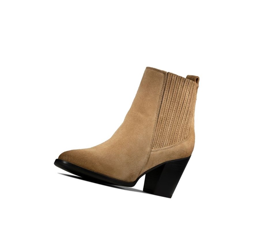 Femme Bottes à Talons Clarks West Lo Daim Marron - france VXG-38526343