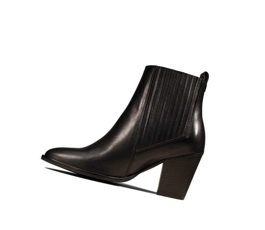 Femme Bottes à Talons Clarks West Lo Cuir Noir - france UZA-70870415