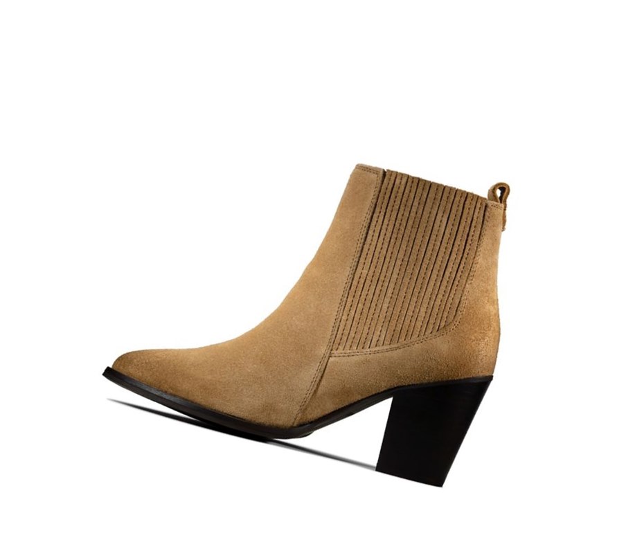 Femme Bottes à Talons Clarks West Lo Daim Marron - france VXG-38526343