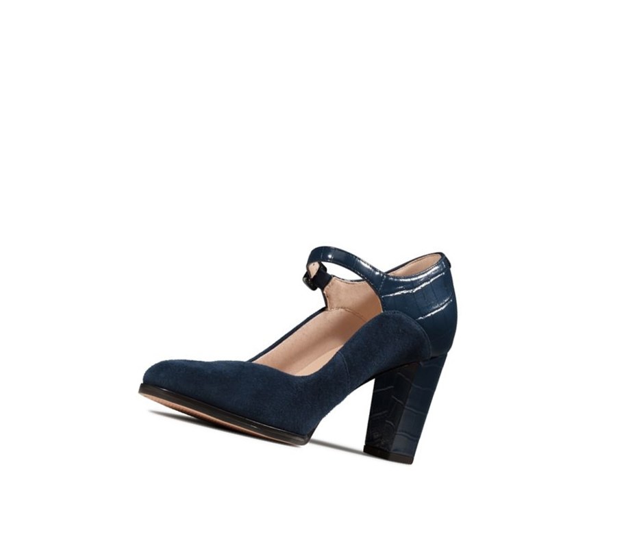 Femme Talons Clarks Kaylin Alba Daim Bleu Marine - france CSW-81957120