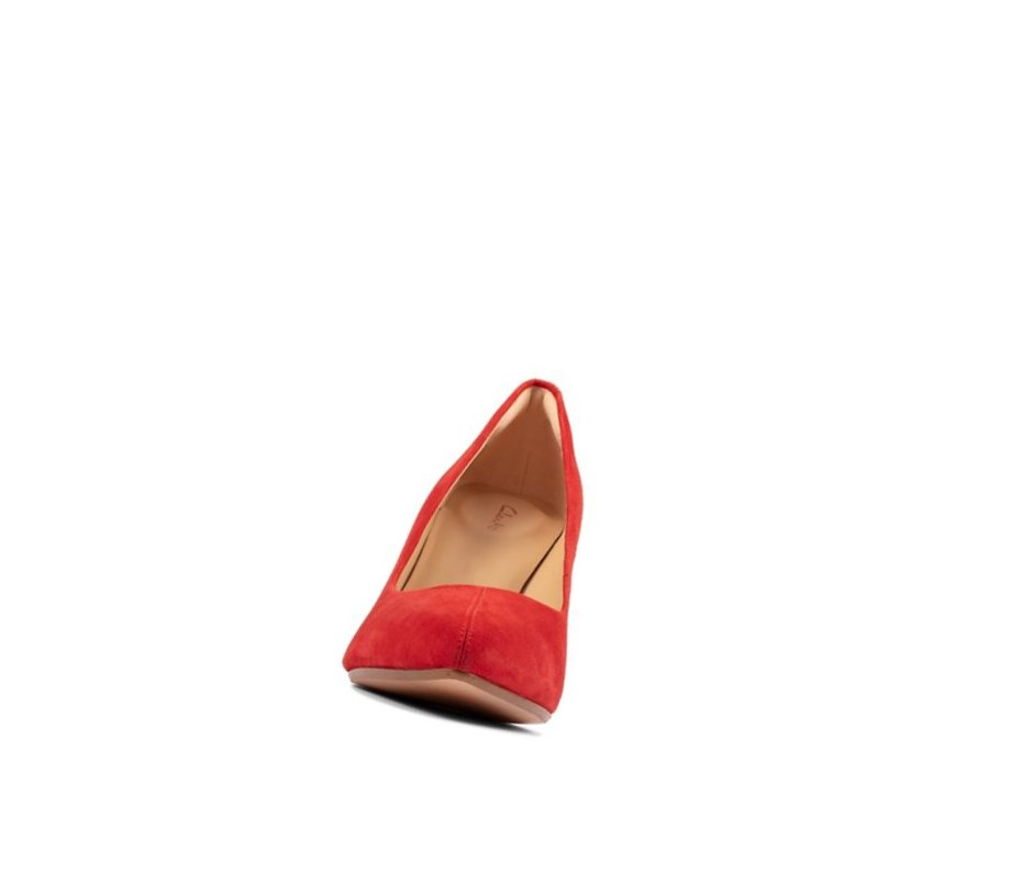 Femme Talons Clarks Laina 85 Court Daim Rouge - france JHF-25407006