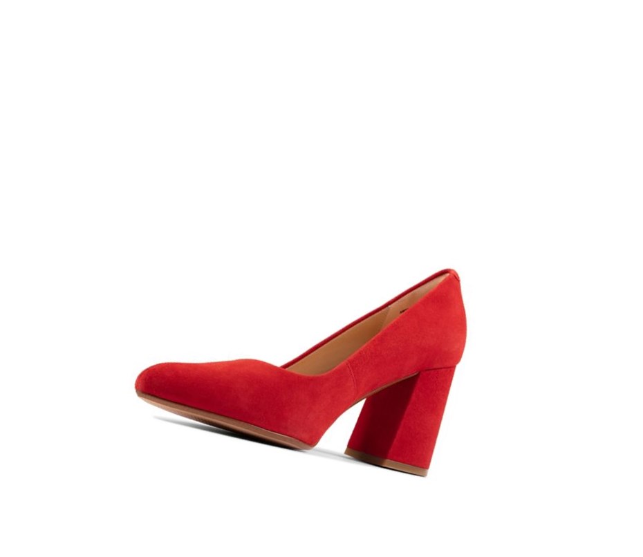 Femme Talons Clarks Laina 85 Court Daim Rouge - france JHF-25407006