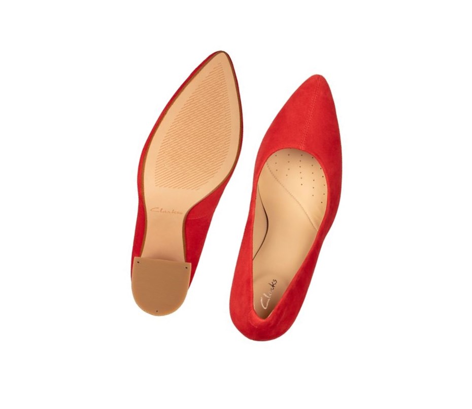 Femme Talons Clarks Laina 85 Court Daim Rouge - france JHF-25407006