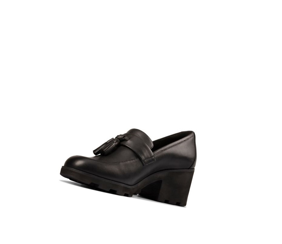 Femme Talons Clarks Rene Cuir Noir - france KAK-34086059