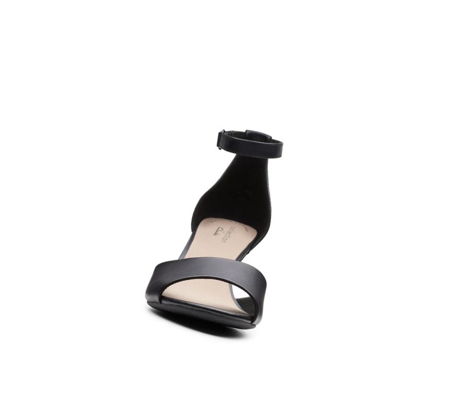 Femme Sandales à Talons Clarks Alice Greta Cuir Noir - france FDM-90650624