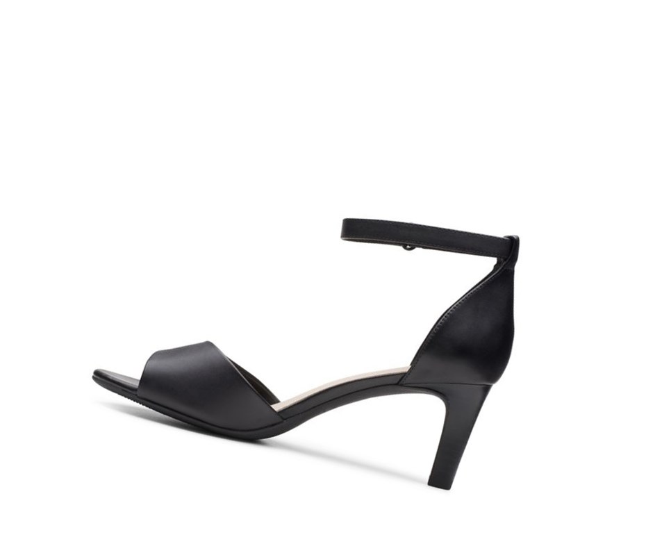 Femme Sandales à Talons Clarks Alice Greta Cuir Noir - france FDM-90650624