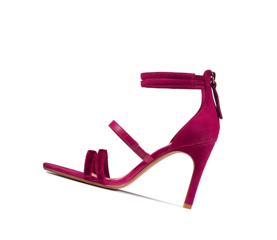 Femme Sandales à Talons Clarks Curtain Brides Cuir Fushia - france OWH-54278433