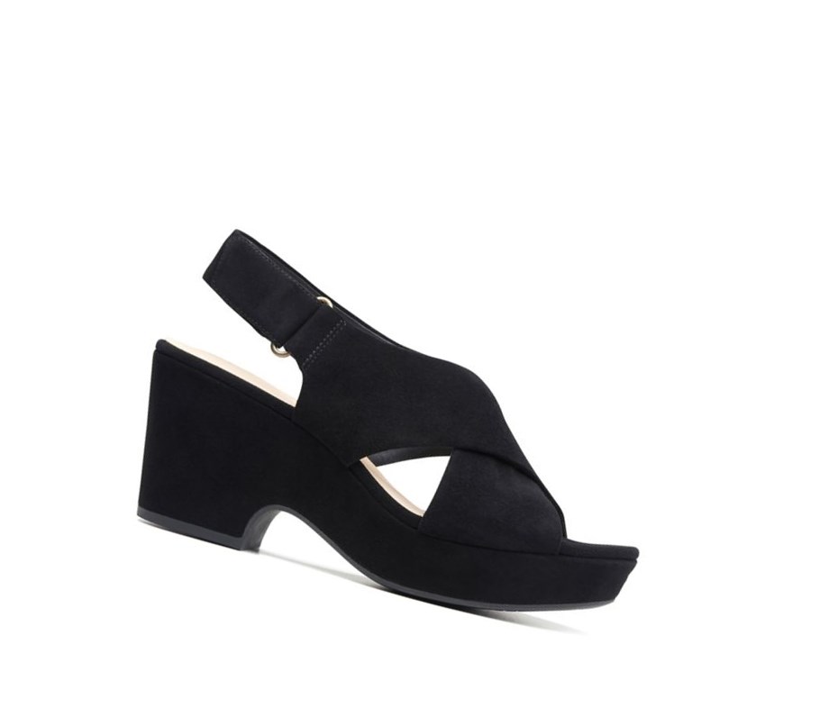 Femme Sandales à Talons Clarks Maritsa Lara Daim Noir - france QKO-73008558