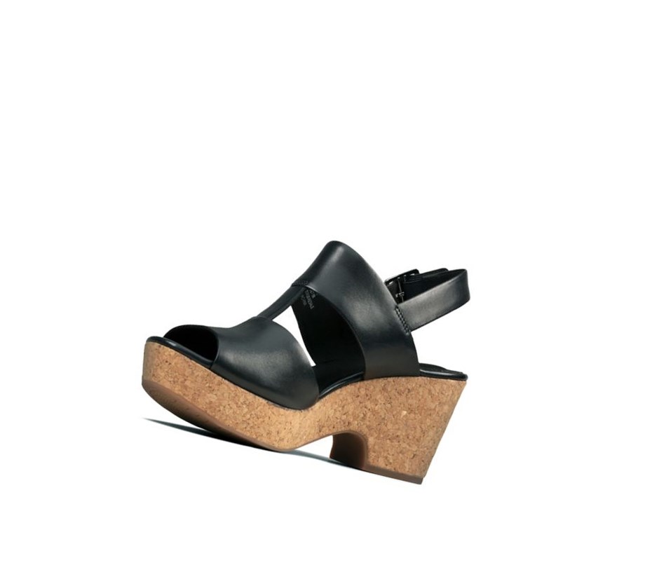 Femme Sandales à Talons Clarks Maritsa Glad Cuir Noir - france AXF-24844630