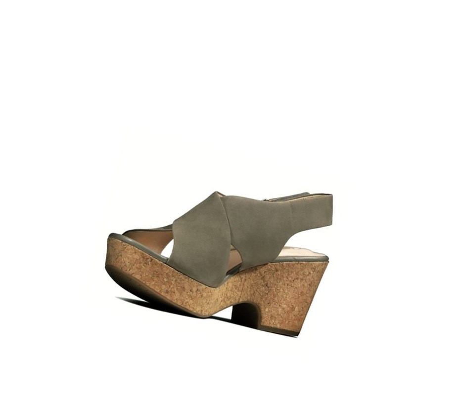 Femme Sandales à Talons Clarks Maritsa Lara Nubuck Vert Olive - france GTW-27498364