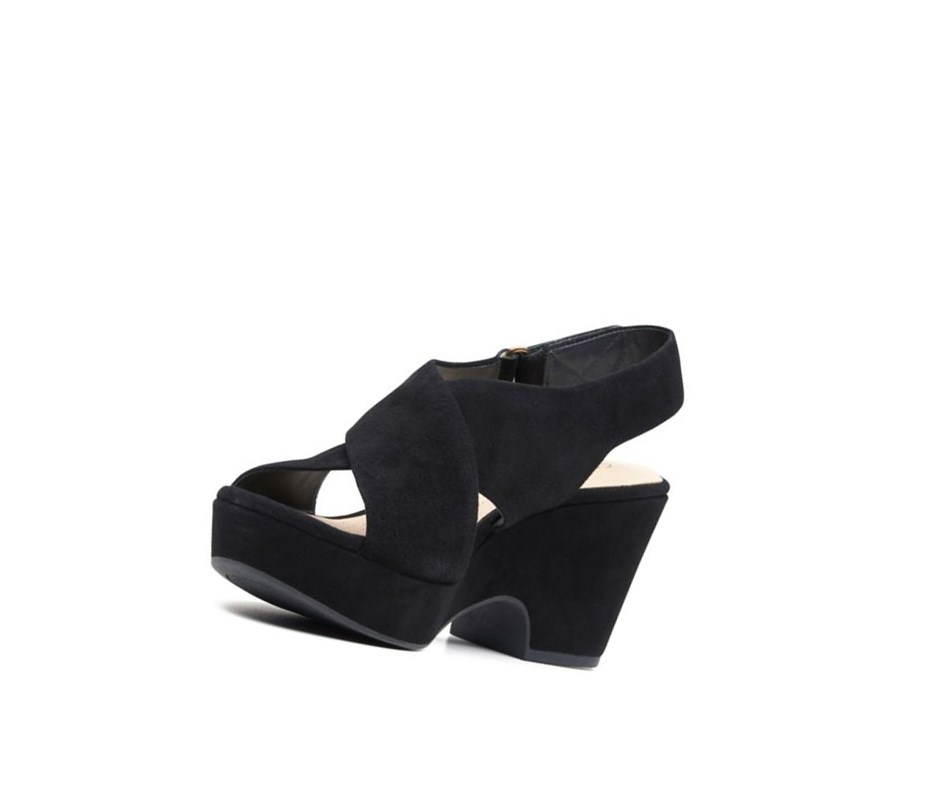 Femme Sandales à Talons Clarks Maritsa Lara Daim Noir - france QKO-73008558