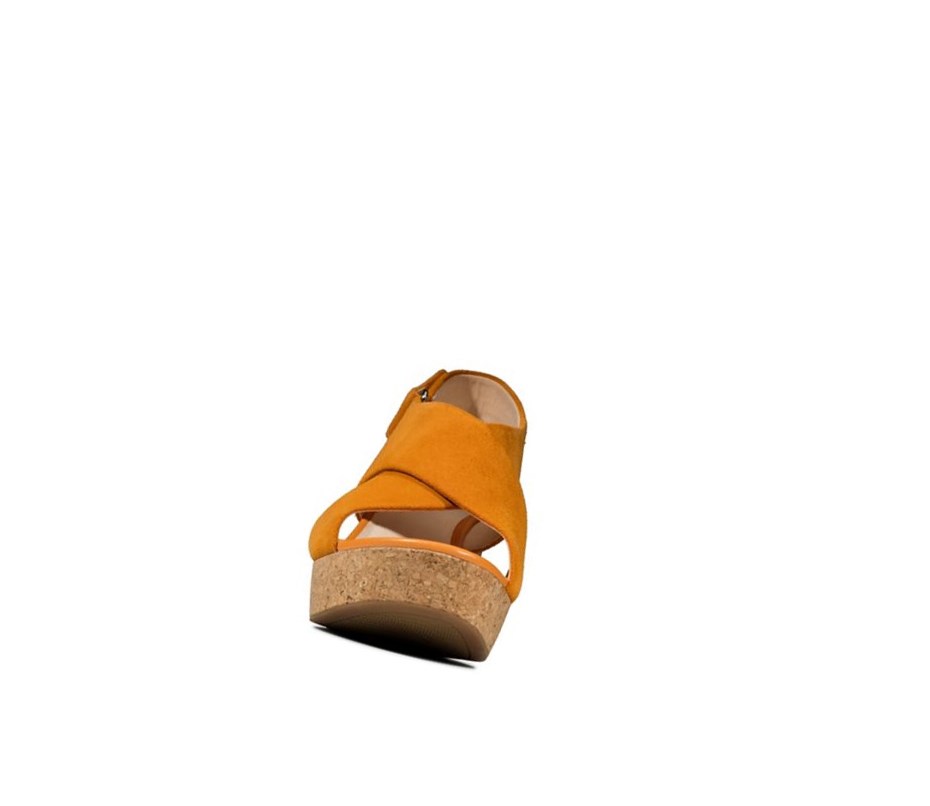 Femme Sandales à Talons Clarks Maritsa Lara Daim Orange - france DHB-22502222