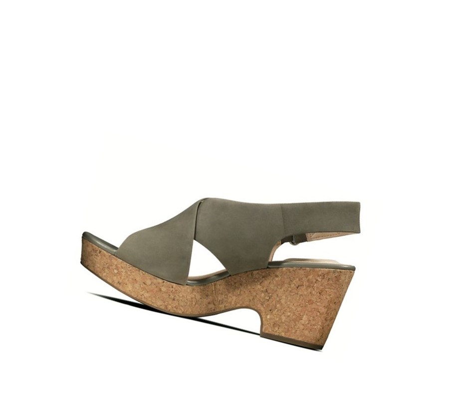 Femme Sandales à Talons Clarks Maritsa Lara Nubuck Vert Olive - france GTW-27498364