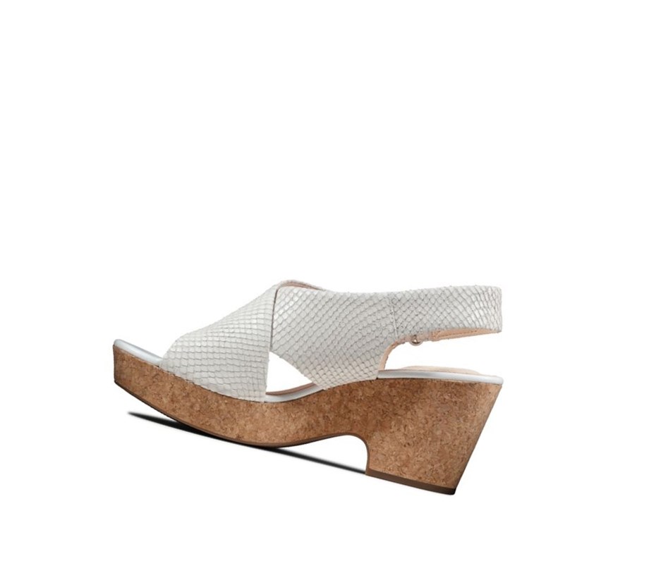 Femme Sandales à Talons Clarks Maritsa Lara Cuir Blanche Serpent - france GHR-63257620