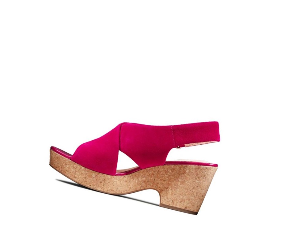 Femme Sandales à Talons Clarks Maritsa Lara Daim Fushia - france BFH-49893839