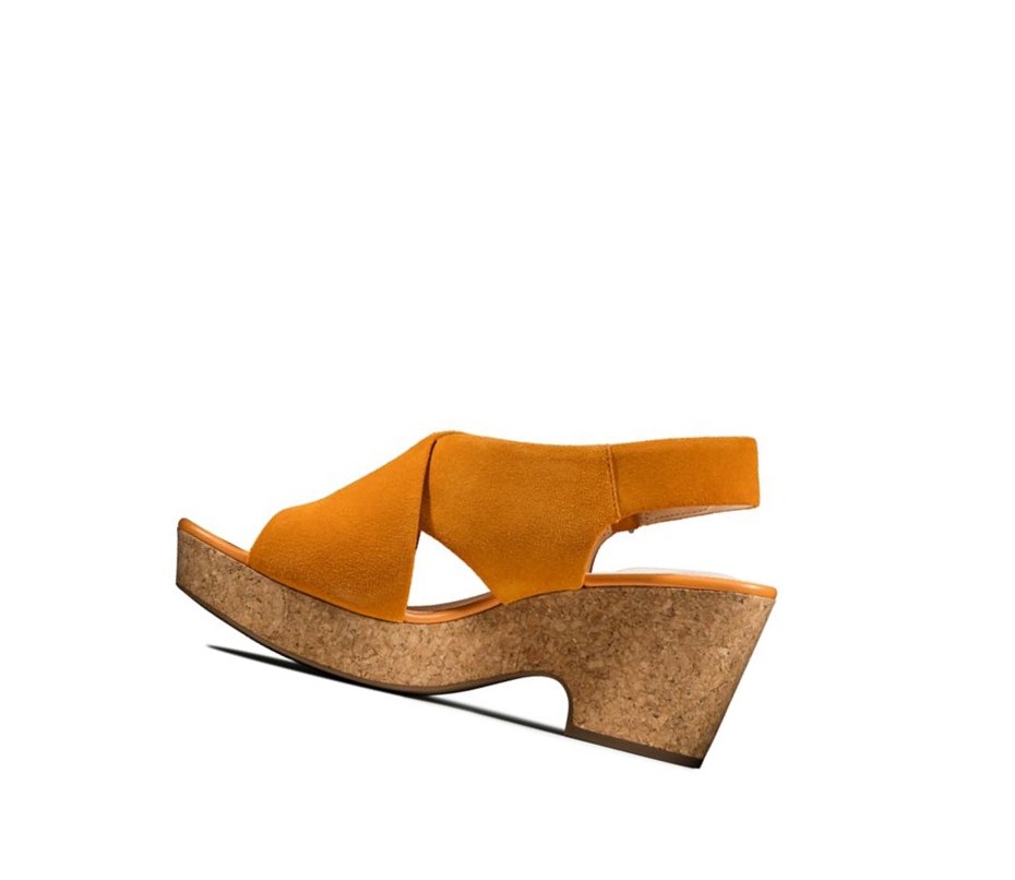 Femme Sandales à Talons Clarks Maritsa Lara Daim Orange - france DHB-22502222