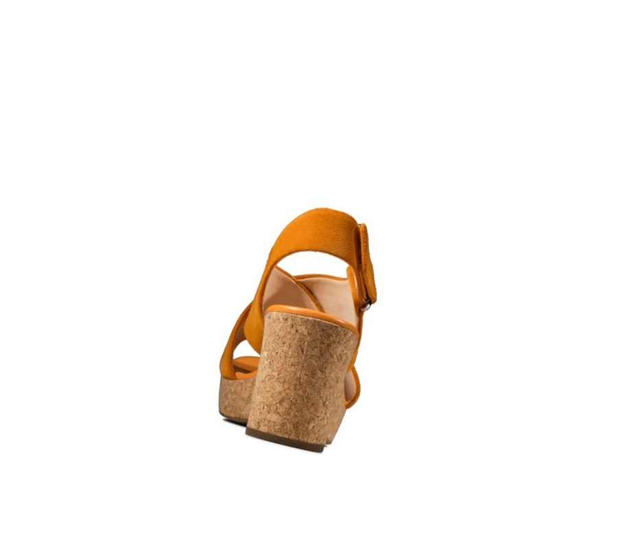 Femme Sandales à Talons Clarks Maritsa Lara Daim Orange - france DHB-22502222