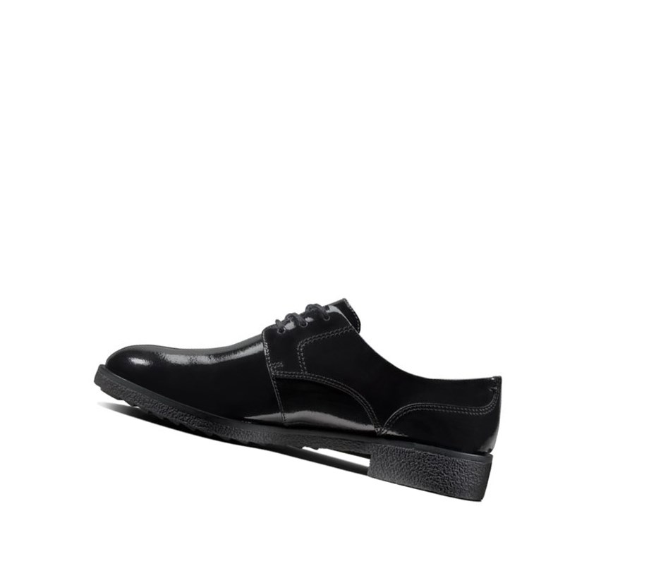 Femme Chaussures Cuir Clarks Griffin Lane Vernis Larges Fit Noir - france QQI-92946046