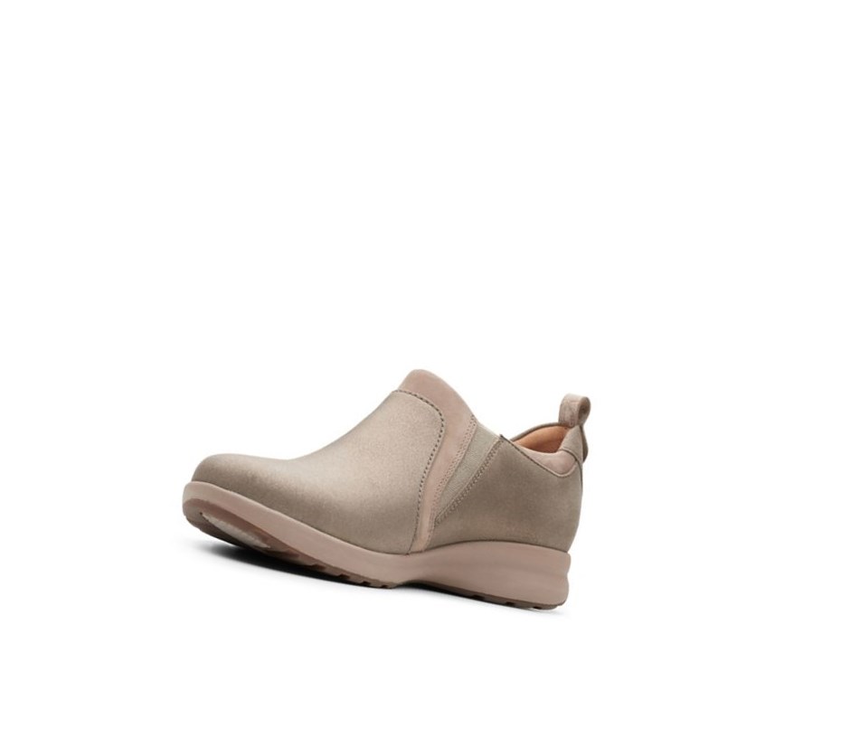 Femme Chaussures Cuir Clarks Un Adorn Zip Cuir Larges Fit Beige - france FVB-32545909