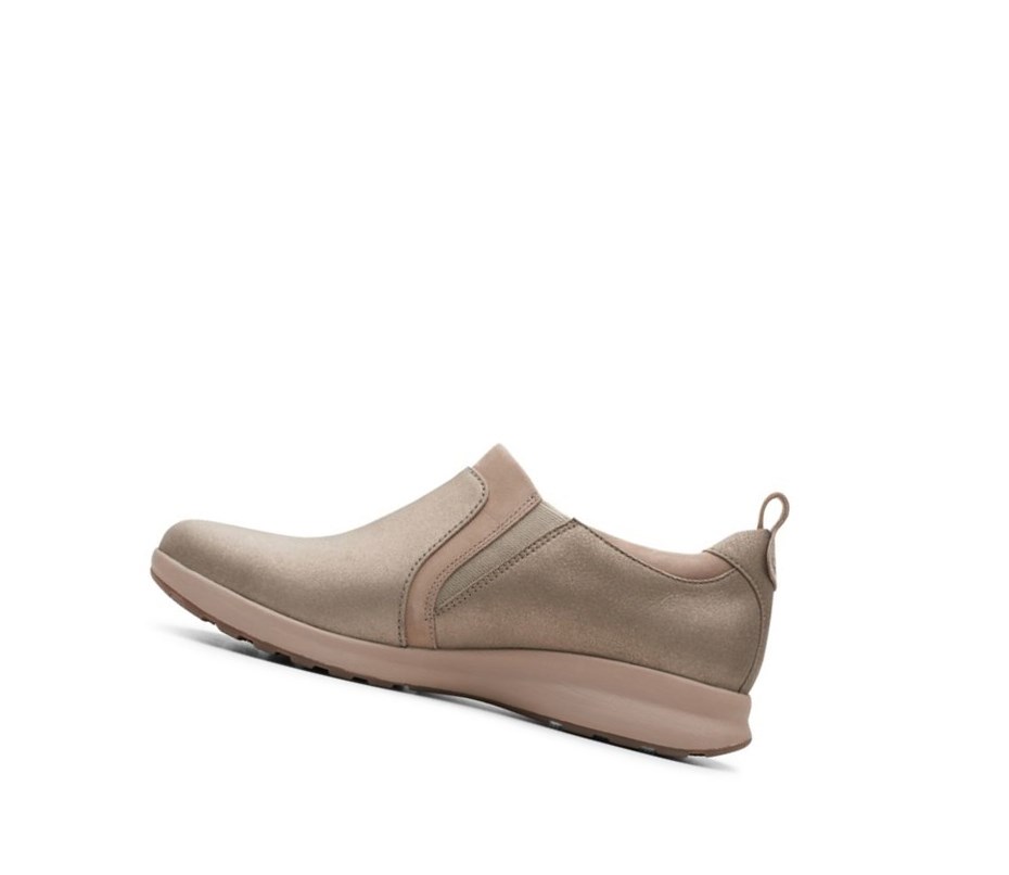 Femme Chaussures Cuir Clarks Un Adorn Zip Cuir Larges Fit Beige - france FVB-32545909