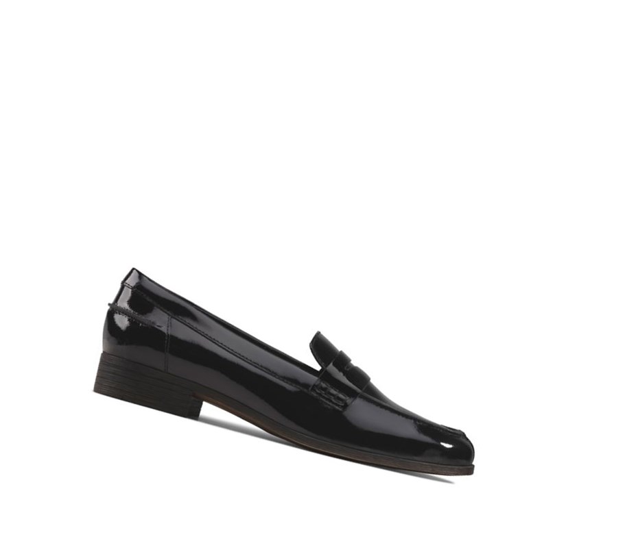 Femme Chaussures Cuir Clarks Hamble Vernis Cuir Noir - france EJC-48715294