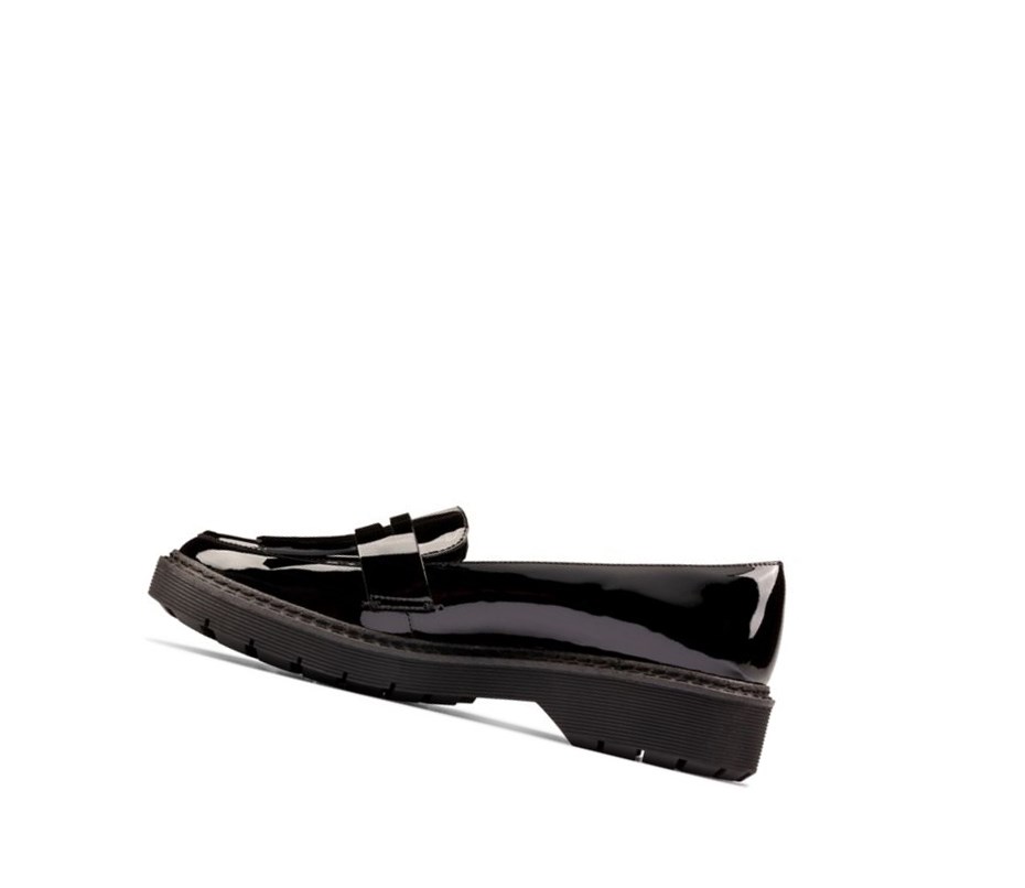 Femme Chaussures Cuir Clarks Witcombe Dawn Vernis Cuir Noir - france VYM-19313442