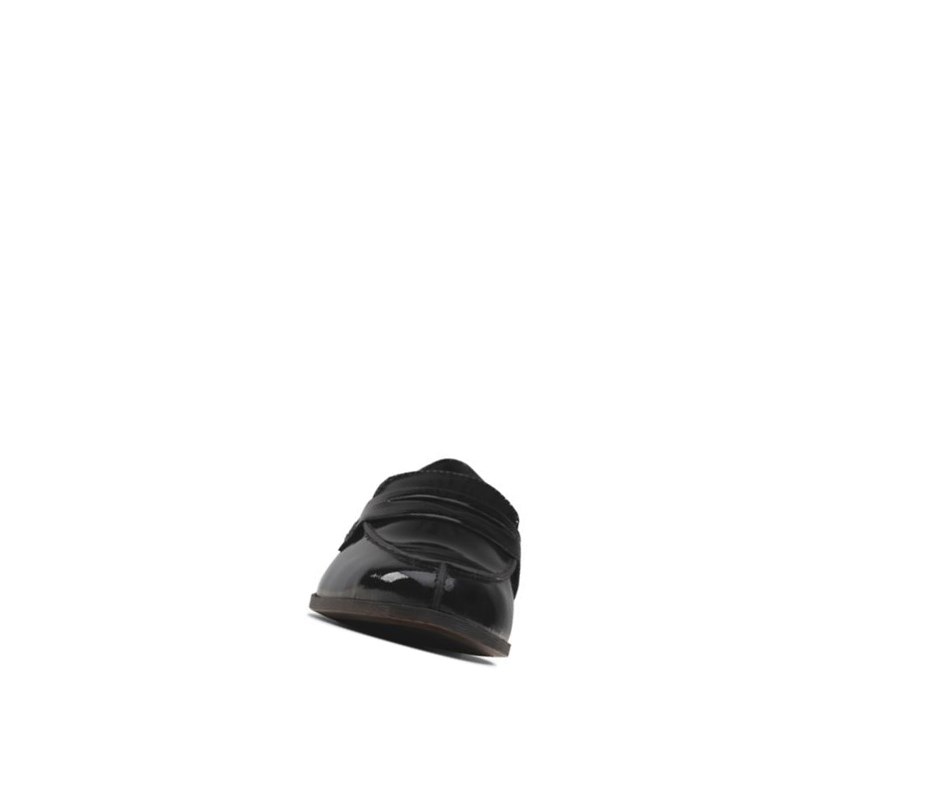 Femme Loafers Clarks Hamble Vernis Cuir Noir - france APK-03997484