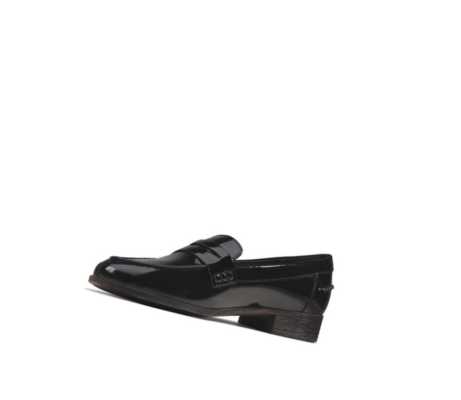 Femme Loafers Clarks Hamble Vernis Cuir Noir - france APK-03997484