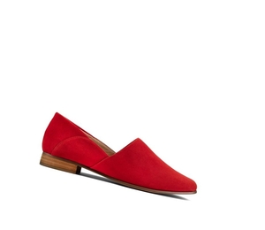 Femme Chaussures Slip On Clarks Pure Tone Daim Larges Fit Rouge - france GWH-49816631